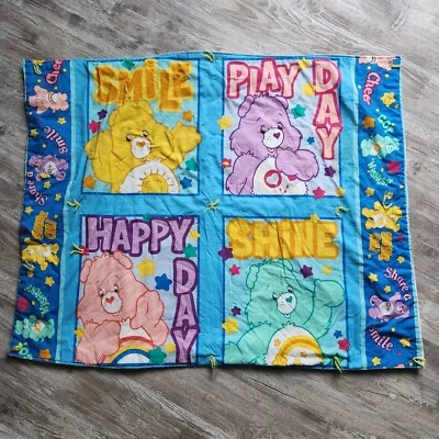 Care Bears Handmade Baby Crib Quilt Lap Blanket 32 x 40 Bedtime Wish Share Throw - Image 1 of 4
