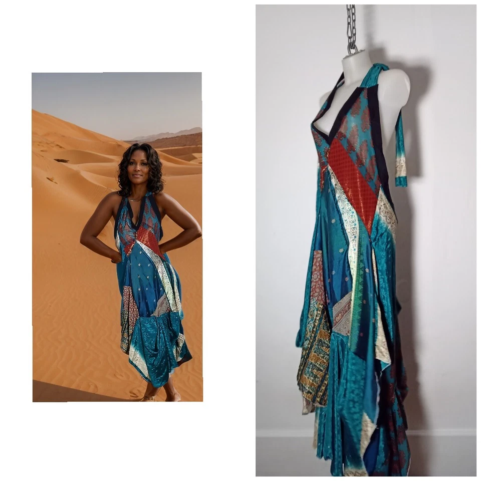 NEW BESPOKE HANDMADE LAGENLOOK DRESS ONE SIZE  STUNNING PRINT  WEDDING ONE SIZE - Image 1 of 4