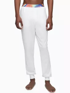 Calvin Klein Hombre Orgullo Gay Ropa de dormir PANTALONES DE DORMIR Joggers Pijama Blanco Pijama - Imagen 1 de 4