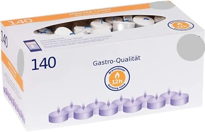 Hillfield® 140 Stück 12 Std. -Brenner Maxi Teelichter Weiss 6 kg Paraffin Jumbo