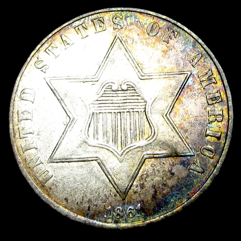 1861 Silver Three Cent 3cp Silver ----  Nice Type Coin ---- #IK249 Cover