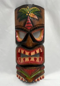 TIKI MASK WALL HANGER WOOD TIKI BAR HANGING WOOD ART 11.5" - Picture 1 of 6