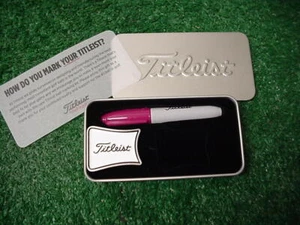 New Titleist Alignment Ball Marker & Magenta Color Sharpie Marker Titleist Tin - Picture 1 of 3