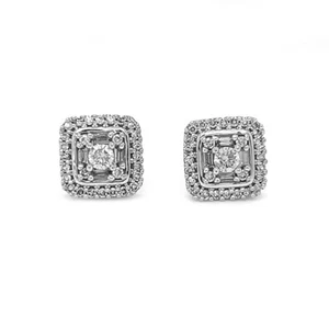 0.45 Carat Natural Mined Diamond ILLUSION Set Studs 10KT White Gold - Picture 1 of 5