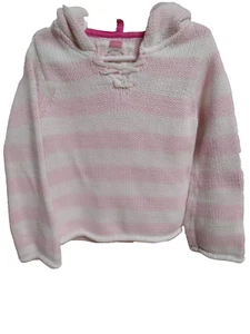 GAP GIRLS PINK AND WHITE HOODED LONG SLEEVE KNIT SWEATER SIZE 5 - Picture 1 of 3