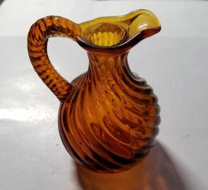 Jarra de vidrio soplado vintage de 4 pulgadas remolina marrón. - Imagen 1 de 6