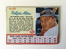 ⚾️⚾️1962 Post Set Break hand cut #133 Felipe Alou San Francisco Giants ⚾️⚾️