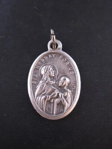 Vintage Italian "PRAY FOR US" silver tone metal necklace pendant - Picture 1 of 5