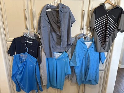 Lot of 8 Columbia PFG Mens XL Long & Short Sleeve Button Up Shirts Omni Heat - Image 1 of 4
