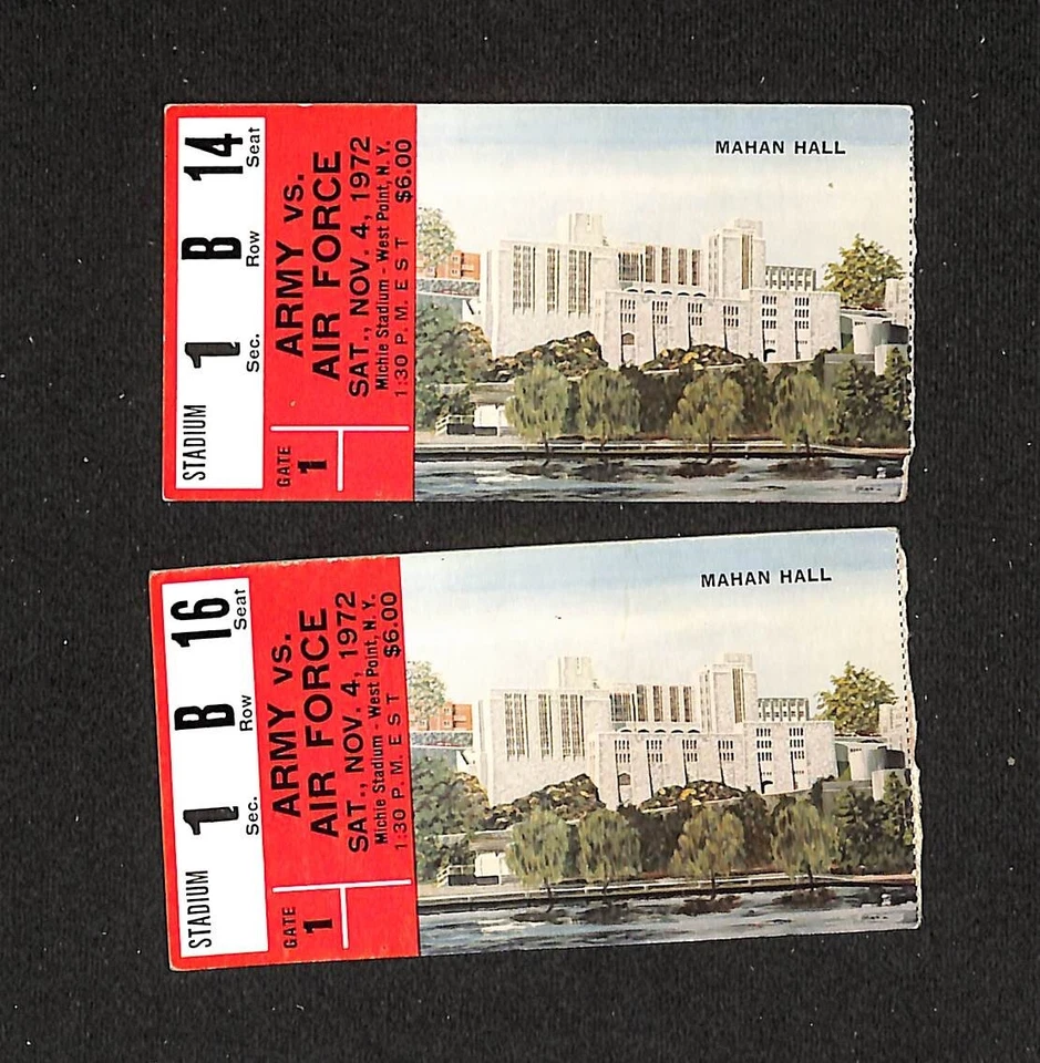 NOVEMBER 4, 1972 AIR FORCE @ ARMY COLLEGE FOOTBALL TWO (2) TICKET STUBS - Image 1 of 1
