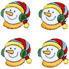 Mini Christmas Snowman with Ear Muffs Iron-on Applique/Patch Pack of 4 - Multi C
