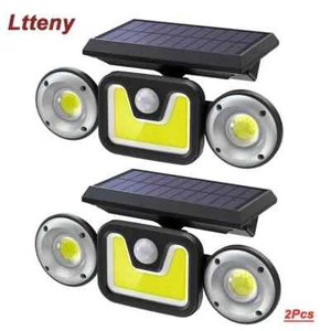 2x Solarleuchten für den Außenbereich, 6500 K LED, kabellos IP65, Bewegunsmelder - Bild 1 von 7