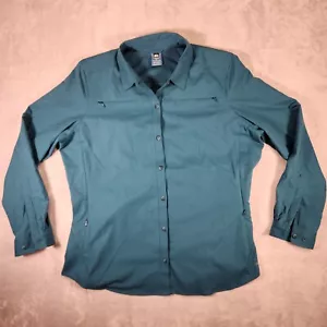 REI Shirt Womens XL Green Button Up Zip Pockets Quick Dry Hike Fishing Gorpcore - Picture 1 of 11