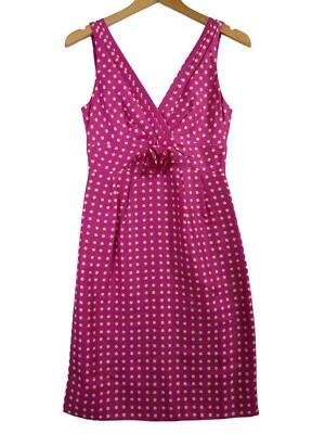 Vestido J Crew para mujer 2 funda de seda sin mangas rosa blanco lunares cóctel fiesta Foto 1 de 4