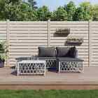 5 Piece Garden  Set With Cushions White Steel O8l8