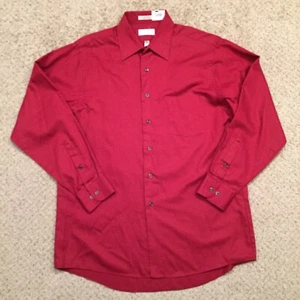 Van Heusen Shirt Mens Large Red Long Sleeve Button Up Lux Sateen - Picture 1 of 11