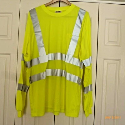 Cornerstone Port Authority yellow gray reflecting safety t shirt long sleeve xl - Image 1 of 3