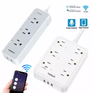 Smart WiFi Power Strip with Multi Outlet USB 5 FT Cord Works with Alexa for Home - Picture 1 of 12