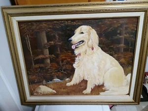 Custom Golden Retriever Original Painting Framed Signed by Artist Stan Snyder - Picture 1 of 5
