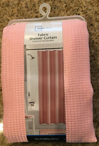 Pink ~ Fabric Shower Curtain, 72" x 72", Mainstays Waffle Weave