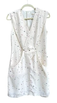 Платье Anthropologie Lauren Moffatt размер 8 шелк геометрический узор кремовое коттеджкор - Изображение 1 из 4