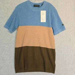 Scotch & Soda Mens Medium Short Sleeve Striped Knit Pullon Top Sweater Preppy - Picture 1 of 8
