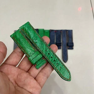 18mm/16 mm Padded Green Genuine OSTRICH Leg LEATHER SKIN WATCH STRAP BAND - Picture 1 of 19