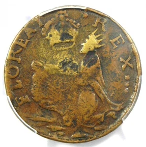 1670 New Jersey St Patrick Farthing Colonial Coin 1/4P - PCGS VF25 - $1650 Value - Picture 1 of 6