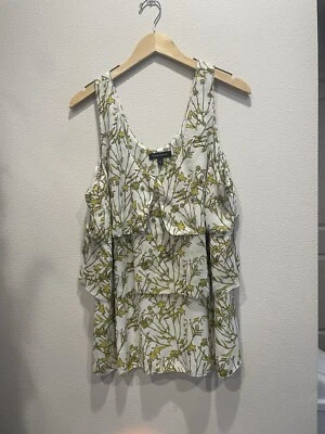 Blusa sin mangas Banana Republic Talla XL en capas blanca amarilla floral chifón primavera Foto 1 de 4