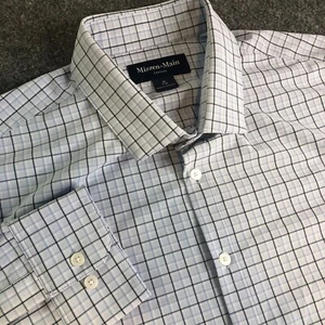 Mizzen Main Leeward Shirt Mens XL Blue Plaid Trim Stretch Performance Casual - Picture 1 of 9