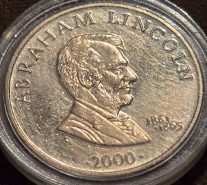 Republic of Liberia Five Dollar Coin - Abraham Lincoln - Picture 1 of 2