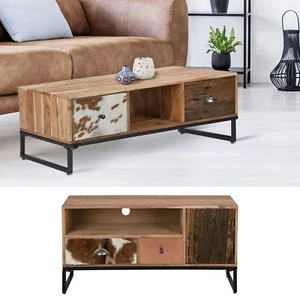 Mesa de consola soporte TV mueble de madera cajonera 100-110cm WOMO-DESIGN® - Imagen 1 de 11