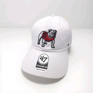 Cappello Georgia Bulldogs 47 Marca Pulizia Regolabile Logo Vintage Bianco - Foto 1 di 5