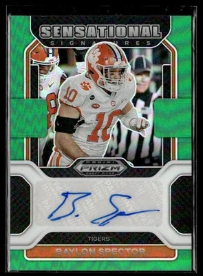L13,639- 2022 Panini Prizm Draft Picks Sensational Auto Green #59 Baylon Spector - Image 1 of 2