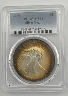 2000 American Silver Eagle PCGS MS68 🔥Monster Toner🔥 - Image 1 of 4
