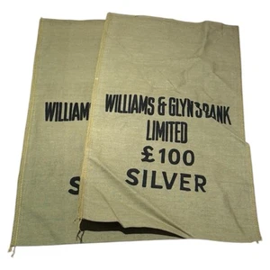 Borsa portamonete vintage Williams & Glyn's Bank in tessuto di cotone £ 100 argento anni '70 (r6 - Foto 1 di 5