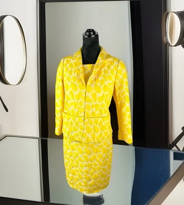 LAFAYETTE 148 New York Yellow Textured Jacquard Jacket Blazer SZ 6P & Dress SZ 6 - Image 1 of 4