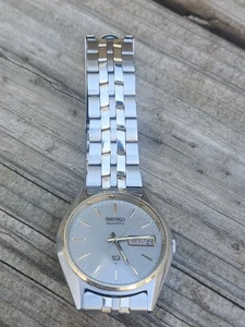 Seiko SQ Watch Two Tone Daydate Round New Battery Working - Picture 1 of 8