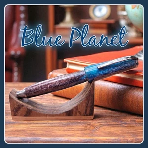 Handmade Blue Planet Resin Fountain Pen, Blue/Brown/White for Gifts, Journaling - Picture 1 of 5