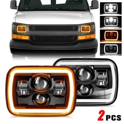 Faros LED negros DOT para camioneta de carga Chevy Express 1500 2500 3500 7x6"" 5x7"" Foto 1 de 4