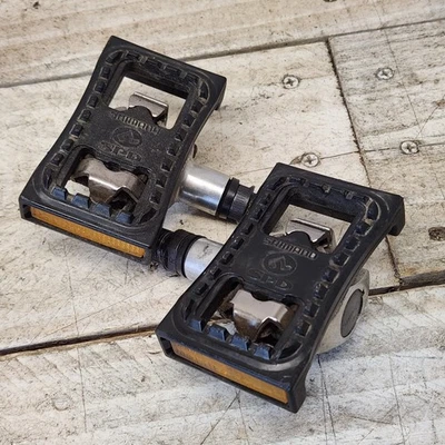 禧玛诺 PD-M505 SPD 踏板 带 SM-PD22 平台适配器 反射器 无扣 — 第 1/4 张图片