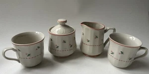 Vintage Mystique Peach by Sango Creamer, Sugar Bowl w/ Lid, and 2 Cups Japan TC - Picture 1 of 15