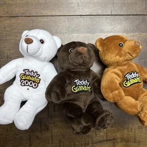 Vintage Teddy Grahams Bear Beanie Dolls Stuffed Animal 1999 Nabisco Cereal - Picture 1 of 8