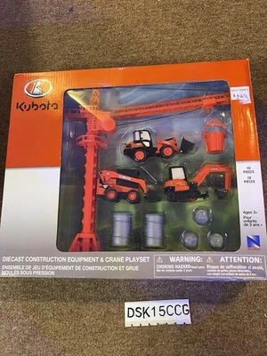 KUBOTA DIE CAST EQUIPO DE CONSTRUCCIÓN Y GRÚA JUEGO 10 PIEZAS NUEVO Foto 1 de 4