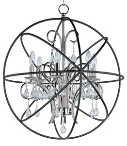 Maxim 25144 Anthracite & Polished Nickel Orbit 25"W 6-Light Chandelier - Picture 1 of 12