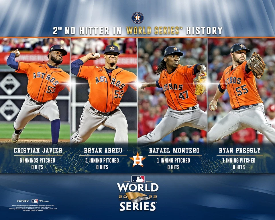 Houston Astros Unsigned 2022 World Series No Hitter Collage Photo - Image 1 of 1