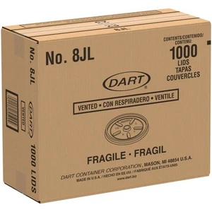 Dart 8JL belüfteter flacher Deckel für 8 Unzen Schaumstoffbecher weiß Schnappdeckel 1.000 Stück - Bild 1 von 6