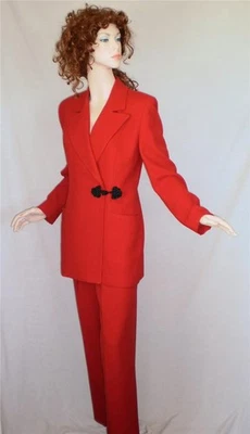 PANTALONES DE LANA ROJOS DE COLECCIÓN CHRISTIAN DIOR COUTURE TRAJE CHAQUETA TALLA 4 PODER FESTIVO Foto 1 de 4