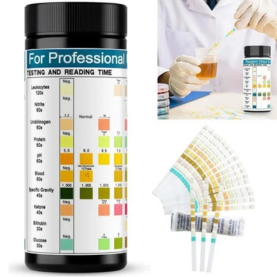 100x Urinstreifen Teststreifen Selbsttest 10 Indikatoren Glucose, pH, Protein - Bild 1 von 4