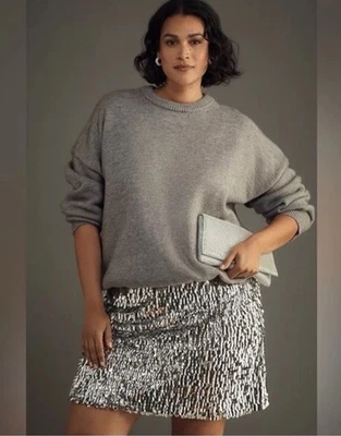 Nuevo con etiquetas Vestido Anthropologie Mare Mare Wm XL Tejido Suéter Falda Dos Lentejuelas Plateado Foto 1 de 4